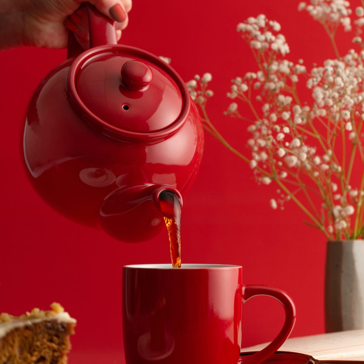 Red 6 Cup Teapot