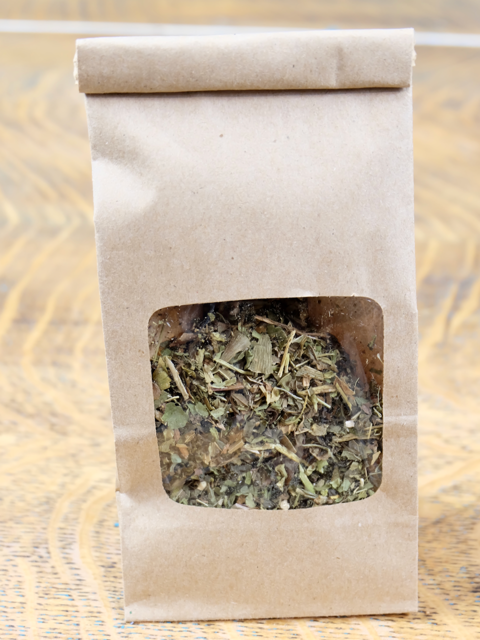 kraft bag with Pemaquid peppermint loose leaf tea