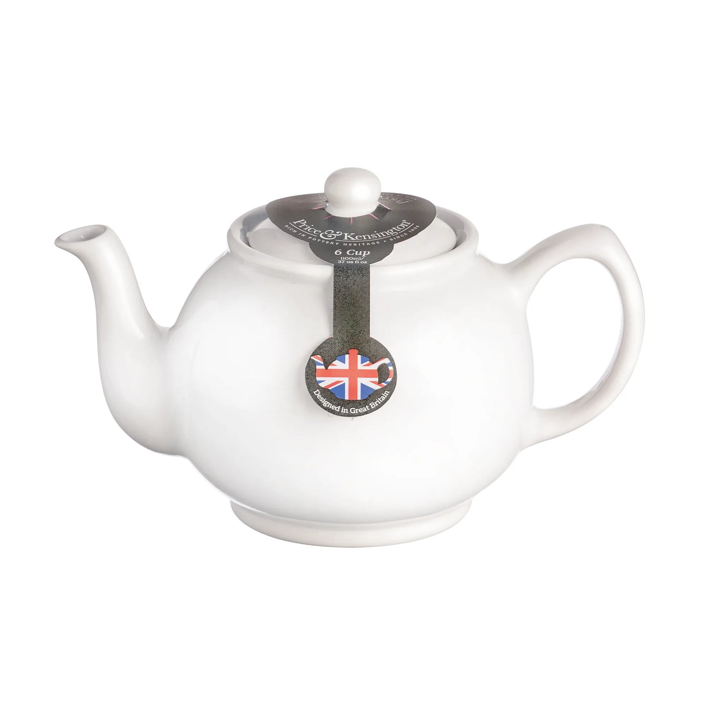 White 6 Cup Teapot