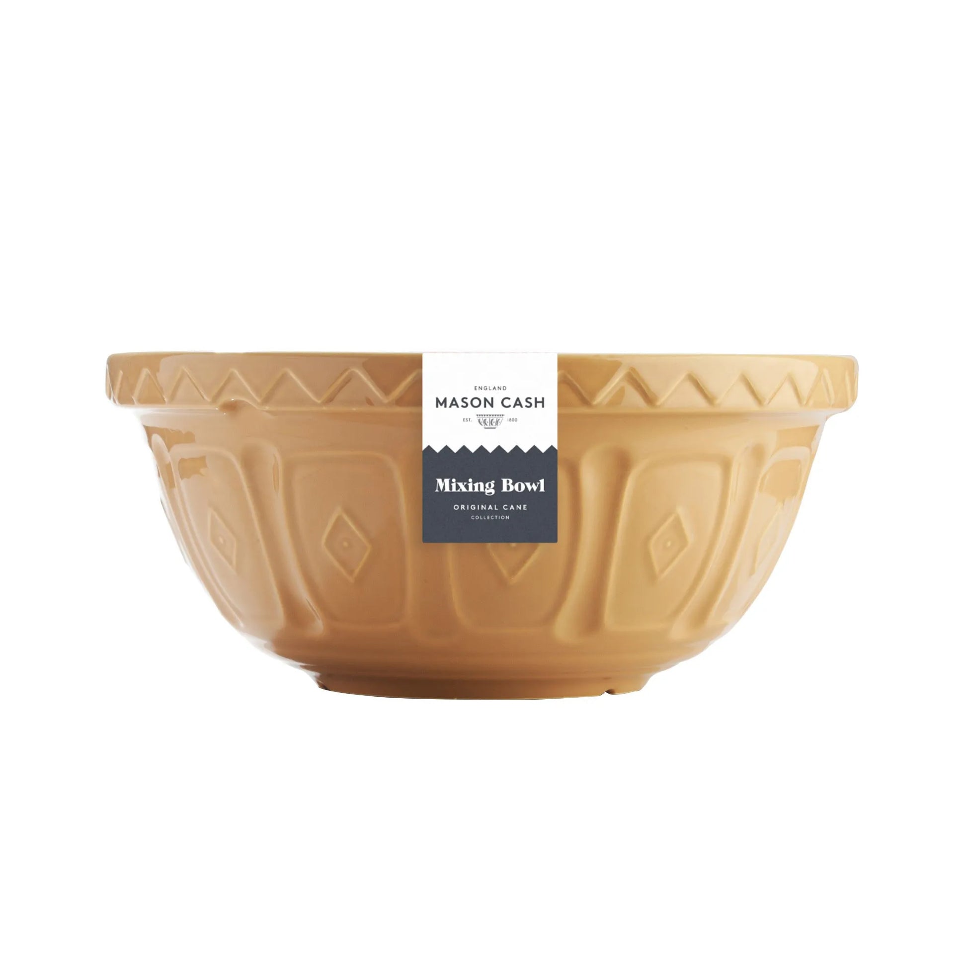 Mason Cash mixing bowl with a decorative pattern on a white background