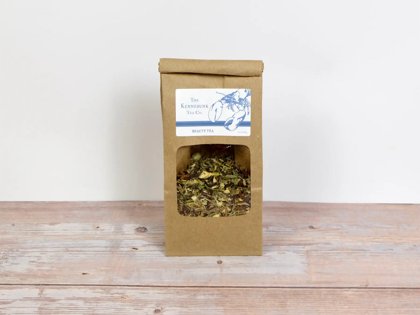 Beauty Tea loose leaf tea in a large refill bag with Lobster Label