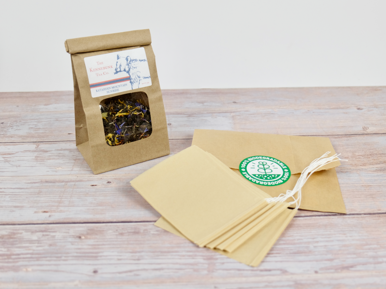 Katahdin Mountain Sunrise Tea empty teabags in a refill tea bag