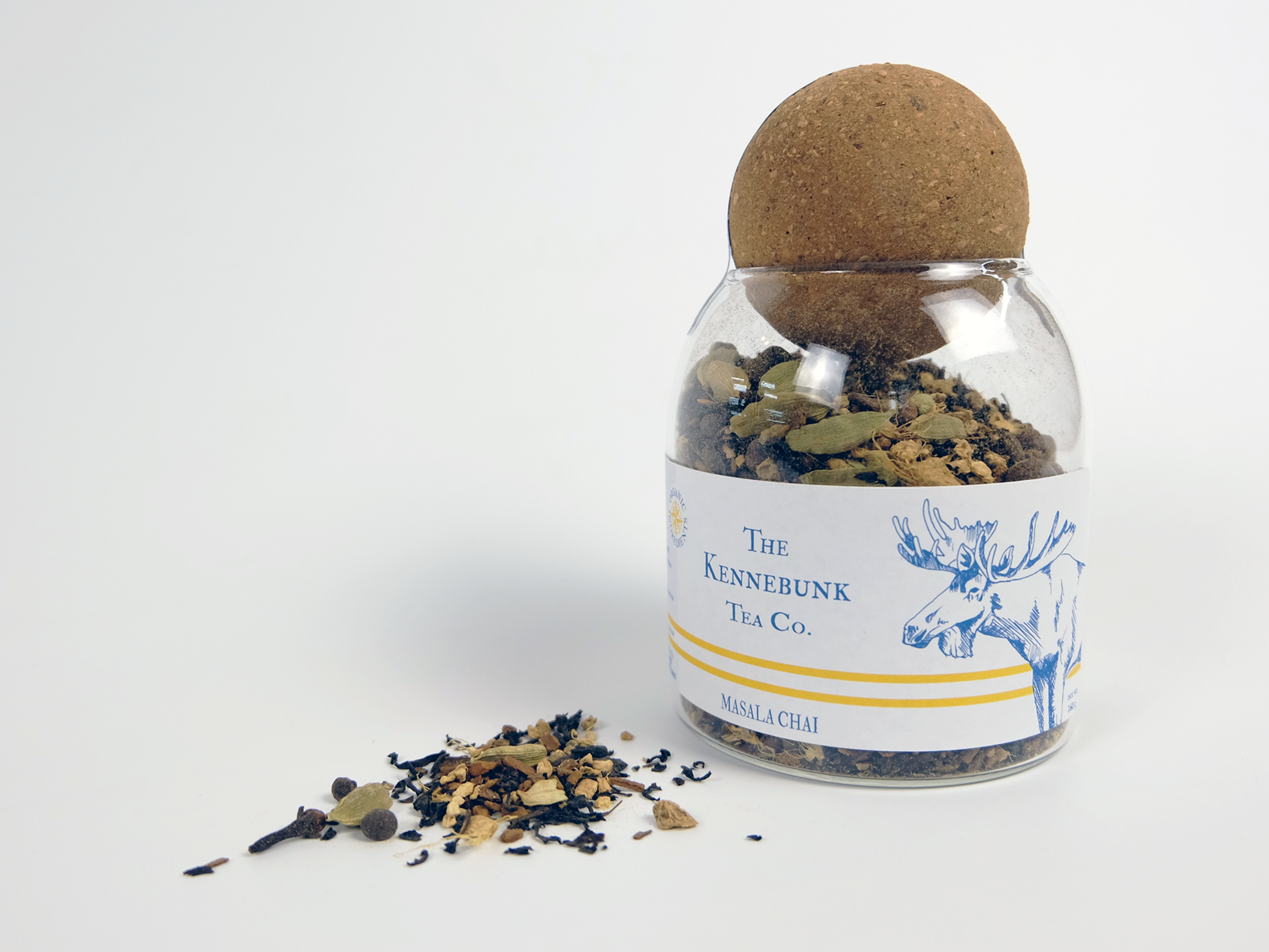 Masala Chai loose leaf tea in a glass jar
