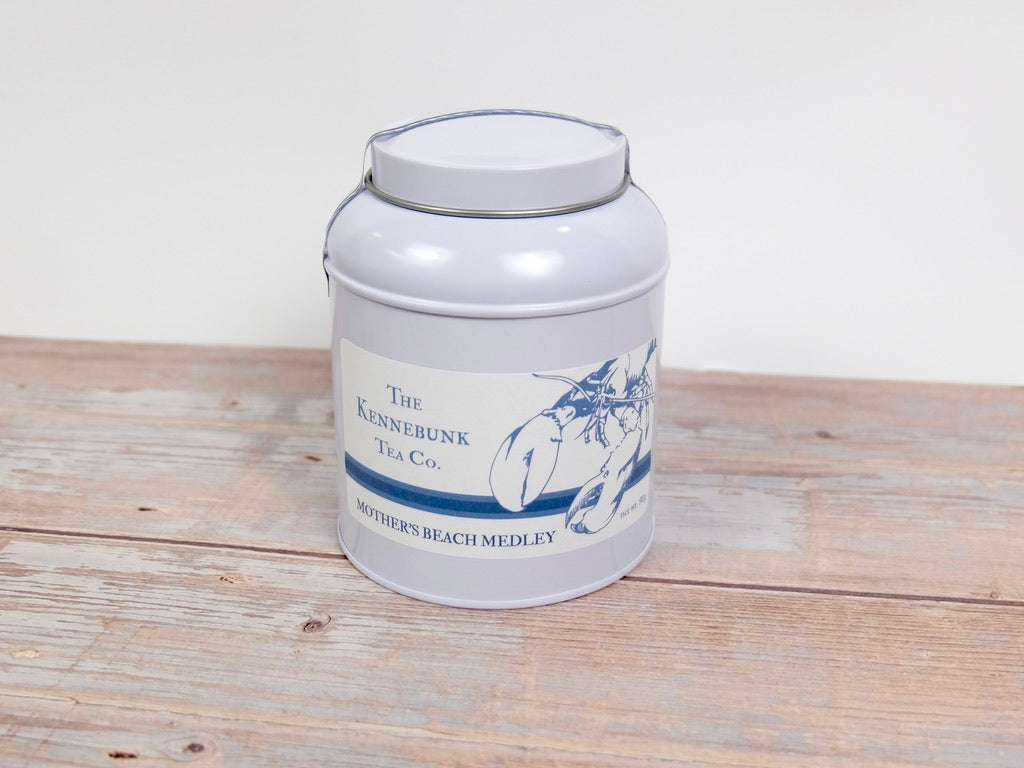 Mother’s Beach Medley Tea loose leaf tea in a tin with Lobster Label