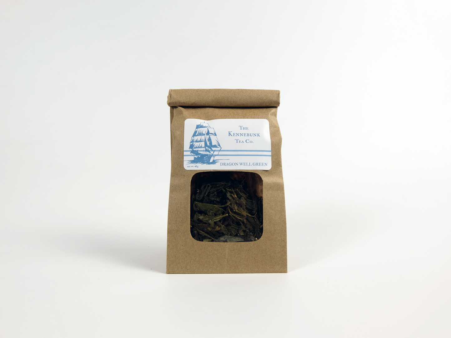 Organic Dragon Well Tea loose leaf tea with a small refill tea bag
