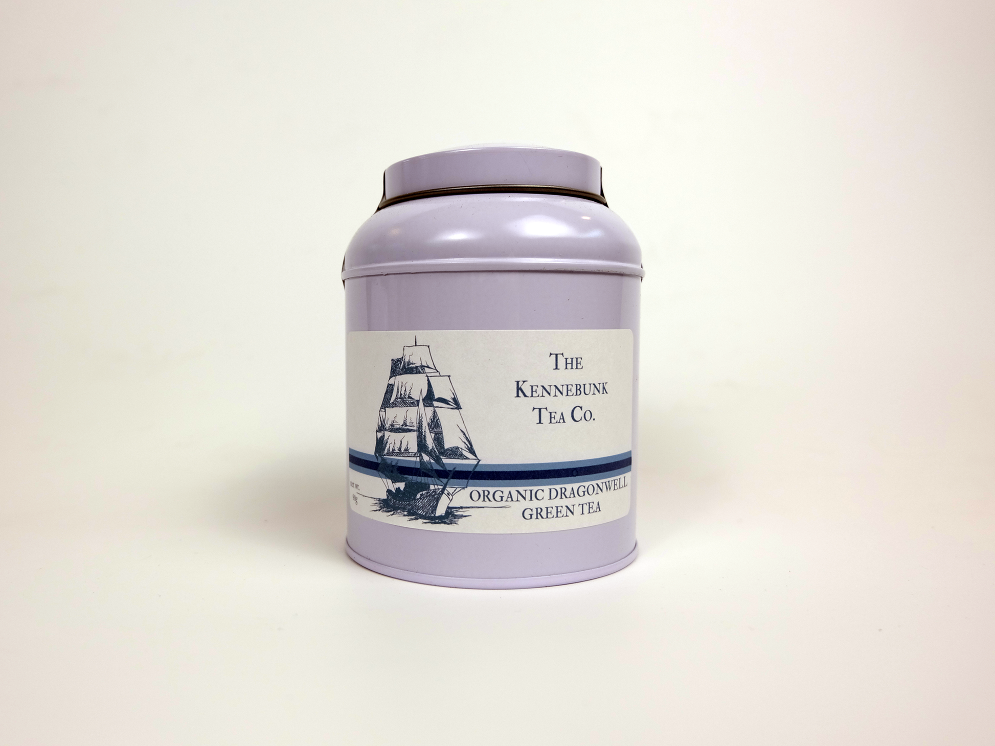 Organic Dragon Well Tea loose leaf tea in a tin with Clipper Ship label